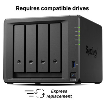 Мрежови диск (NAS) Synology DS925+, четириядрен AMD Ryzen V1500B 2.20GHz, без твърд диск, 2x 2.5GbE RJ-45, 2x USB 3.2 Gen 1 | JAR Computers Synology DS925+
