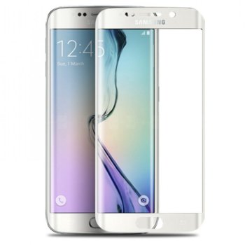 3D Протектор от закалено стъкло /Tempered Glass/ за Samsung Galaxy S6 Edge, извити ръбове, бяло | JAR Computers Протектор от закалено стъкло Samsung S6 Edge