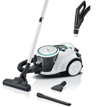 Прахосмукачка Bosch BGS41HYG1 Series 6, без торба, 550W, 2.4 л. капацитет на контейнера, QuattroPower, SmartSensor Control, бяла | JAR Computers Bosch BGS41HYG1 Series 6