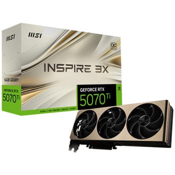 Видео карта Nvidia GF RTX 5070 Ti, 16GB, MSI Inspire 3X, OC Plus, PCI-E 5.0, GDDR7, 256-bit, DisplayPort, HDMI | JAR Computers MSI 5070 Ti Inspire 3X OC 912-V531-081