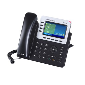 VoIP телефон Grandstream GXP2140, 4.3" (10.92 cm) цветен LCD дисплей, 4 линии, Bluetooth 2.1, 2x LAN10/100, PoE, USB, черен image