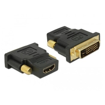 Преходник Delock 65466, от DVI-D(м) към HDMI(ж), 4K@60Hz, позлатени конектори, черен | JAR Computers Преходник Delock 65466 DVI м - HDMI ж