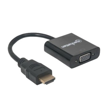 Преходник Manhattan, от HDMI(м) към VGA(ж), черен | JAR Computers Manhattan HDMI to VGA