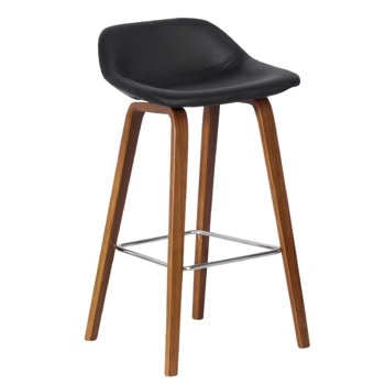 Бар стол Carmen 3088, до 100кг, дърво/еко кожа, дървена база, орех, черен image
