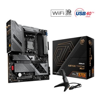 Дънна платка ASRock X870E Taichi Lite, X870E, AM5, DDR5, PCI-E 5.0 (HDMI&USB4)(CF), 6x SATA 6Gb/s, 3x Hyper M.2 sockets, 2x USB4, 5x USB 3.2 Gen 2 Type-A, 5GbE LAN, Wi-Fi 7, Bluetooth 5.4, EATX | JAR Computers ASRock X870E Taichi Lite 90-MXBPA0-A0UAYZ