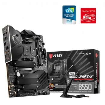 Дънна платка MSI MEG B550 UNIFY-X, B550, AM4, DDR4, PCI-E 4.0 (HDMI)(CF), 6x SATA 6Gb/s, 4x M.2, 1x USB 3.2 Gen 2 Type-C, Wi-Fi, Bluetooth, ATX | JAR Computers MSI MEG B550 UNIFY-X