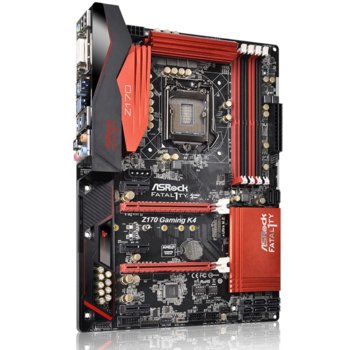 Дънна платка ASRock Fatal1ty Z170 Gaming K4, Z170, LGA1151, DDR4, PCI-E (HDMI&DVI)(CFX), 6x SATA 6Gb/s, 2x SATA Express, 1x Ultra M.2 Socket, 5x USB3.0, ATX | JAR Computers ASRock Fatal1ty Z170 Gaming K4