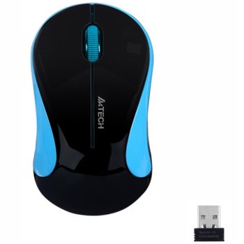 Мишка A4tech G3-270N-5 V-Track, безжична, оптична (1000 dpi), USB, черна/синя | JAR Computers A4tech G3-270N-5 V-Track Black/Blue