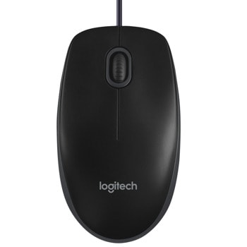 Мишка Logitech B100, оптична (800 dpi), жична, USB, черна, с 3 бутона image