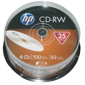Оптичен носител CD-RW, 700MB, HP, 12x, 25 бр. image