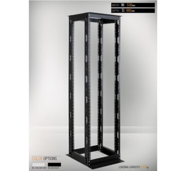 Комуникационен шкаф MIRSAN MR.OPR26UDF66.01, OPEN RACK DOUBLE FRAME, 535 x 660 x 1200 мм, D=660 мм / 26U, отворен, черен | JAR Computers MIRSAN MR.OPR26UDF66.01 OPEN RACK DOUBLE FRAME