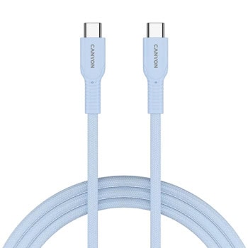 Кабел Canyon Charge & Sync Cable OnWire 60CL (CND-CCAP60AB10LBL), от USB-C(м) към USB-C(м), 1m, 60W, син | JAR Computers Canyon Charge & Sync Cable OnWire 60CL
