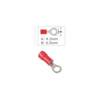 Кабелна обувка ST-002 /RV 1.25-4L, 100 бр., червена | JAR Computers ST-002 /RV 1.25-4L