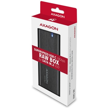Кутия AXAGON EEM2-SBC, за M.2 (2230/2242/2280) SSD, SATA, USB-C 3.2 Gen2, черна | JAR Computers Кутия AXAGON EEM2-SBC за M.2 2230/2242/2280 SSD