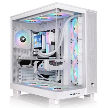 Кутия Thermaltake View 380 XL TG ARGB Snow, ATX/mATX/Mini-ITX, 1x USB 3.2 Gen 2 Type-C, 2x USB 3.0, 4x ARGB 120mm вентилатора, с прозорец, бяла, без захранване | JAR Computers Thermaltake View 380 XL TG ARGB Snow