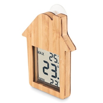 Електронна метеостанция More Than Gifts Hiso (MO6468-40), монохромен LED дисплей, форма на къща, вакуумна вендуза, кафява | JAR Computers More Than Gifts Hiso MO6468-40