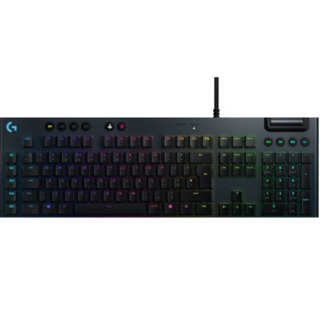 Клавиатура Logitech G815, геймърска, механична, clicky суичове, RGB подсветка, нископрофилни клавиши, UK layout, черна, USB image