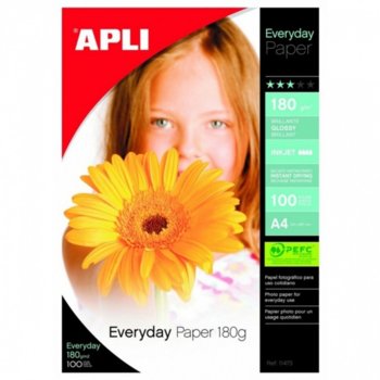 Фотохартия Apli Photo Everyday, A4, гланцирана, 180 g/m2, 100 листа | JAR Computers Apli Photo Everyday, Гланцирана, A4,180 g/m, 100л.