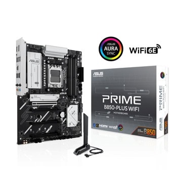 Дънна платка Asus Prime B850-PLUS WIFI, B850, AM5, DDR5, PCI-E 5.0 (DP&HDMI), 4x SATA 6Gb/s, 3x M.2 slots, 3x USB 3.2 Gen 2 Type-A, 1x USB 3.2 Gen 2 Type-C, 2.5GbE LAN, Wi-Fi 6E, Bluetooth 5.3, ATX | JAR Computers Asus Prime B850-PLUS WIFI 90MB1L80-M0EAY0