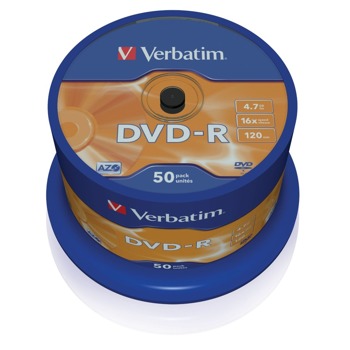 Оптичен носител DVD+R 4.7GB, Verbatim 43548, 16x, 50бр image