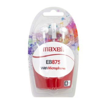 Слушалки Maxell EB-875, тип "тапи", микрофон, 3.5mm jack, 1.2м, бели | JAR Computers Maxell ML-AH-EB-875-WH