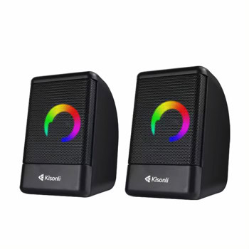 Тонколони Kisonli L-8080, 2.0, 6W RMS (3W + 3W), USB, AUX, черни, RGB подсветка | JAR Computers Тонколони Kisonli L-8080 22236