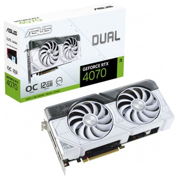 Видео карта Nvidia GF RTX 4070, 12GB, Asus Dual White OC, GDDR6X, 192-bit, DisplayPort, HDMI | JAR Computers Asus GF RTX 4070 Dual White OC 90YV0Z4-M0NA00