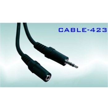 Кабел Royal CABLE-423/2, от 3.5mm жак(м) към 3.5mm жак(ж), 2m, черен | JAR Computers Royal CABLE-423/2 21006501