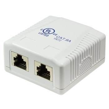 Розетка LogiLink NP0074, за външен монтаж, 2x RJ45(ж), Cat.6a, бяла | JAR Computers LogiLink NP0074