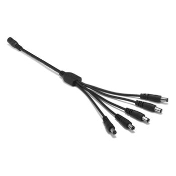 Захранващ кабел сплитер DeTech, от 5.5x2.1(ж) към 5x 5.5x2.1(м), 0.4m, черен | JAR Computers DeTech 5.5x2.1 M/ Fx5 0.4m df18366