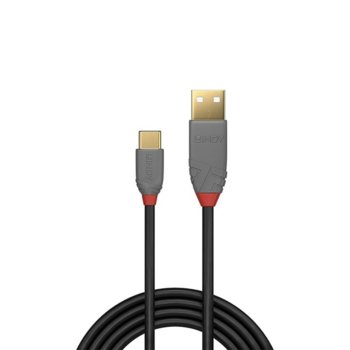 Кабел Lindy Anthra Line, от USB Type-A 2.0 (м) към USB Type-C 2.0 (м), 2.0 м, черен | JAR Computers USB A 2.0 (м) към USB C 2.0 (м) 2.0 м LNY-36887