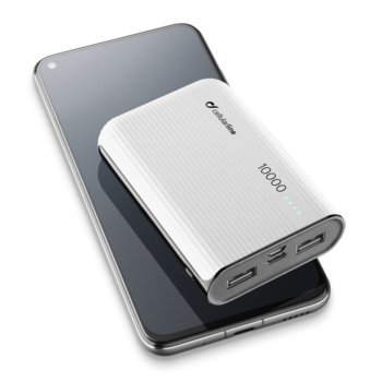 Външна батерия/power bank/ Cellularline PowerTank, 10000 mAh, бяла | JAR Computers Външна батерия Power Tank 10000 mAh