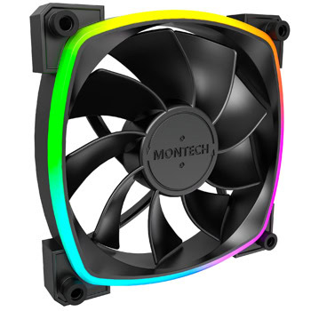 Вентилатор 120mm, Montech RX120 PWM, 4-pin, 1600rpm, ARGB подсветка, черен | JAR Computers Montech RX120 PWM Black RX120-PWM-BK