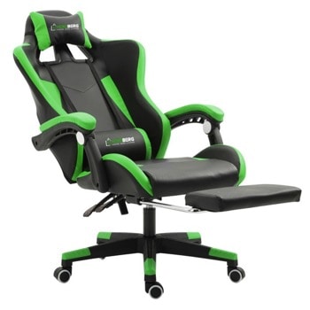 Геймърски стол Herzberg HG-8080GRN, еко кожа, регулируема височина, газов амортисьор, до 150 kg, зелен | JAR Computers Herzberg HG-8080GRN