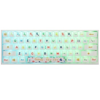 Клавиатура Ducky x SOU SOU One 2 Mini White RGB (DKON2061ST-BUSPHWWTS2), Cherry MX Brown, механична, RGB подсветка, бяла image