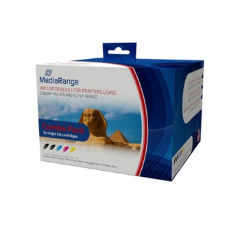 Мастило за Canon Pixma MG5750/MG5751/MG5752/MG5753/MG6850/MG6851/MG6852/MG7751, BK/C/M/Y - MRCP570C571 - MediaRange - CLI-571 - Неоригинално, Заб.: 550 брой копия, 12.5 ml капацитет | JAR Computers Мастило за принтери MediaRange MRCP570C571