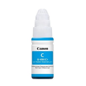 Тонер бутилка за Canon PIXMA G1400/G2400/G3400, Cyan, Canon GI-490 0664C001AA, заб: 70 g | JAR Computers Canon GI-490 blue 80ml 0664C001AA