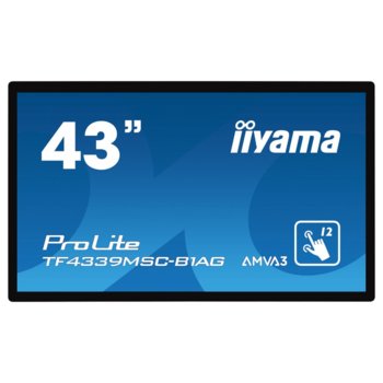 Тъч дисплей IIYAMA TF4339MSC-B1AG, 43" (109.22 cm) Full HD LED панел, DP, HDMI, VGA | JAR Computers IIYAMA TF4339MSC-B1AG