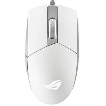Мишка ASUS ROG Strix Impact II Moonlight White (90MP02C0-BMUA00), оптична (6200 dpi), 6 бутона, подсветка, бяла | JAR Computers ASUS ROG Strix Impact II Moonlight White