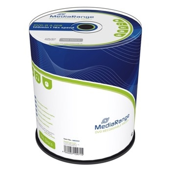 Оптичен носител DVD-R, 4.7GB, Media Range, 16 x, 100 бр | JAR Computers MediaRange DVD-R 4.7GB 16x
