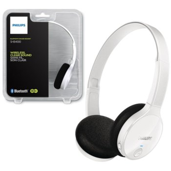 Слушалки Philips SHB4000WT Bluetooth бели
