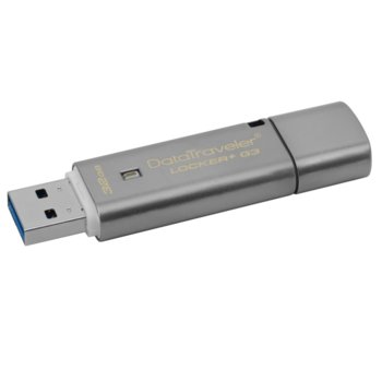 Памет 32GB USB Flash Drive, Kingston DataTraveler Locker+ G3, USB 3.0, сребриста | JAR Computers 32GB Kingston DataTraveler Locker+ G3