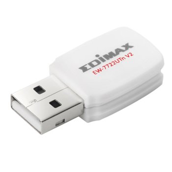 Мрежови адаптер Edimax EW-7722UTN v2, 300Mbps, Wireless-N/G/B, USB, бял | JAR Computers Edimax EW-7722UTN v2