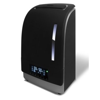 Овлажнител Rohnson R-9509, за помещения до 50 м², скорост на овлажняване до 450 мл/ч, резервоар 6 л, 3 нива, технологии "Warm mist" и "Cold mist", черен | JAR Computers Rohnson R-9509