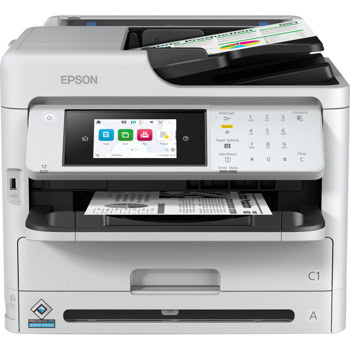 Мултифункционално мастиленоструйно устройство Epson WF-M5899DWF, монохромен, принтер/копир/скенер/факс, 1200x2400dpi, 25 стр/мин, Wi-Fi, USB, A4 | JAR Computers Epson WF-M5899DWF C11CK76401