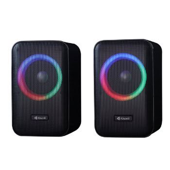 Тонколони Kisonli X20, 2.0, 20W (10W + 10W), 3.5mm жак, черни, RGB подсветка | JAR Computers Тонколони Kisonli X20 Black