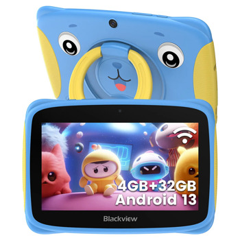 Таблет Blackview Tab 3 Kids (син), 7" (17.78 cm) WSVGA TN дисплей, четириядрен Unisoc SC7731E, 2GB RAM, 32GB Flash памет (+microSD слот), 2.0 & 0.3 Mpix, Android, 320 g | JAR Computers Blackview Tab 3 Kids BVTAV3_KIDS-BL