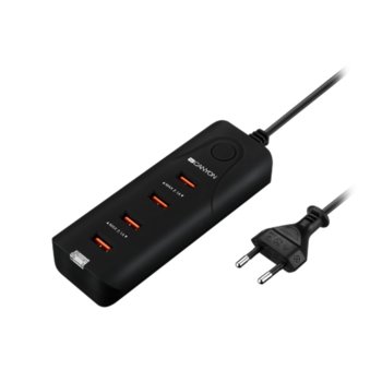 Зарядно устройство Canyon CNE-CHA09B, от контакт към 4x USB-A(ж), 5V, 4.2A, черно | JAR Computers Canyon CNE-CHA09B