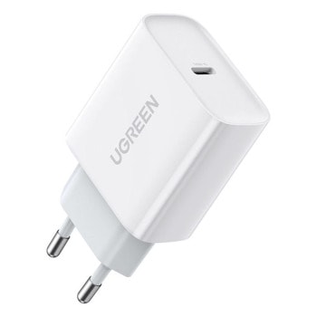 Зарядно устройство Ugreen 60450, от контакт към 1x USB-C(ж), 12V/1.67A, 20W, бяло | JAR Computers Ugreen 60450