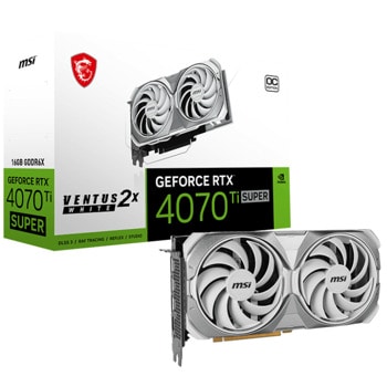 Видео карта Nvidia GF RTX 4070 Ti Super, 16GB, MSI Ventus 2X White OC, PCI-E 4.0, GDDR6X, 256-bit, DisplayPort, HDMI | JAR Computers MSI GeForce RTX 4070 Ti SUPER VENTUS 2X WHITE OC